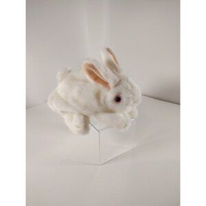 Folkmanis White Bunny Rabbit Pink Eyes and Ears Fuzzy Plush Hand Puppet Toy 7in